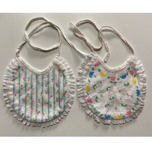 Vintage Terry Cloth Baby Bibs Pair
